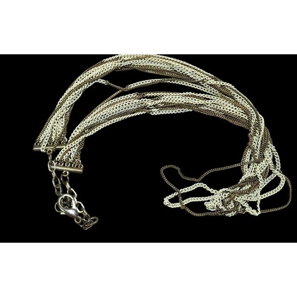 Gold And White Multilayer Chain Necklace - Picture 4 of 9